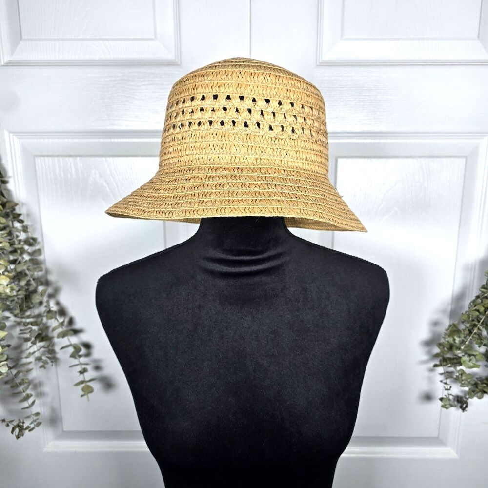 Serra Straw Natural Tan Bucket Hat 3" Brim